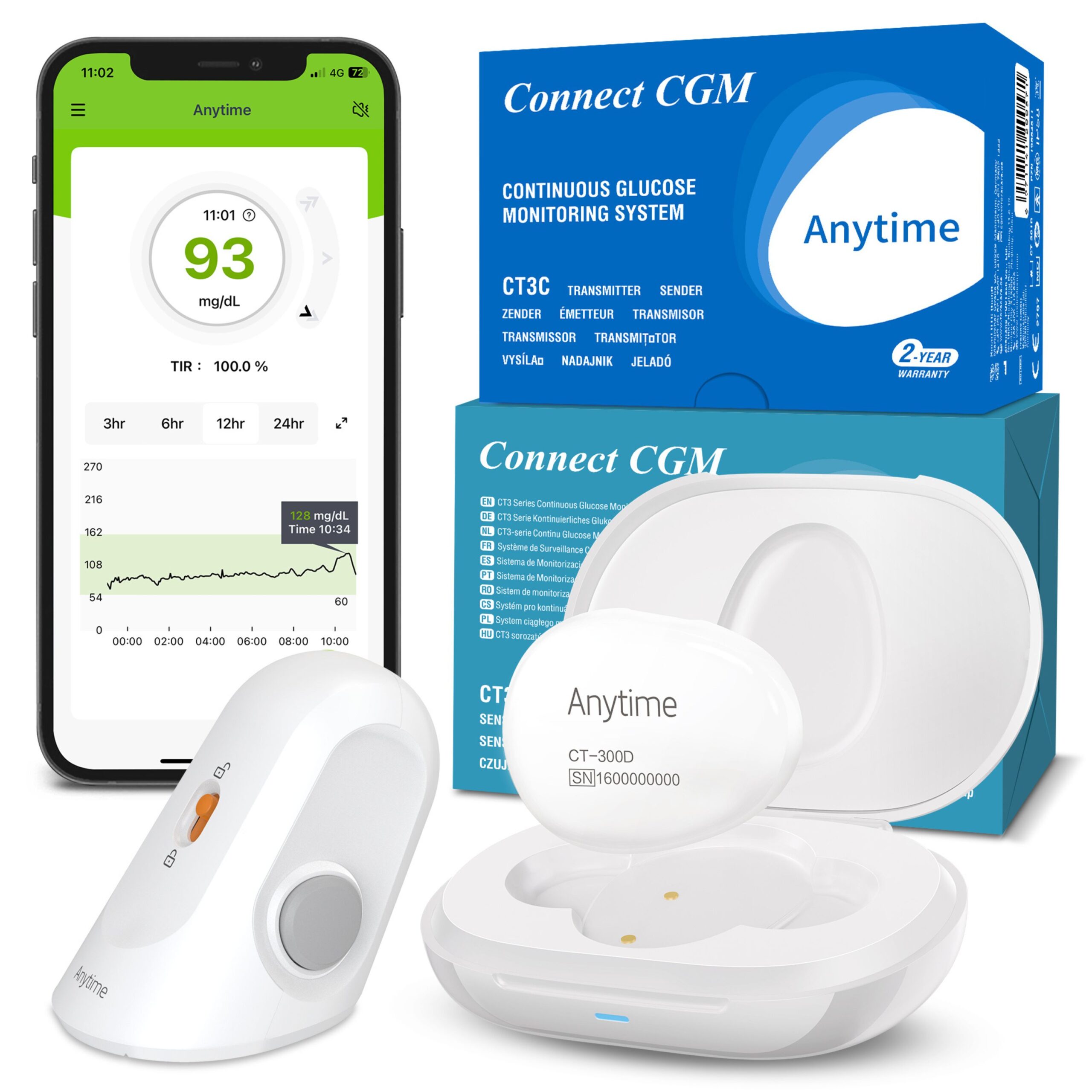 Senzor de schimb pentru sistemul de monitorizare continua a glicemiei Anytime CGM CT3 - imagine 2
