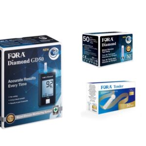 Pachet complet monitorizare glicemie, Fora Diamond, glucometru GD50, 50 teste, 50 lancete