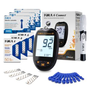 Glucometru FORA 6 cu Bluetooth, cu 150 de bandelete de testare a glicemiei si 150 ace